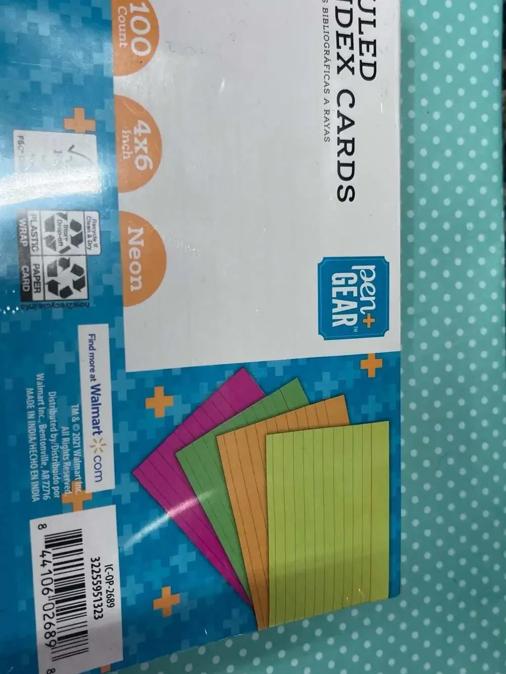 Pen+Gear Neon Ruled Index Cards, 4x6 Inches, 100 Count